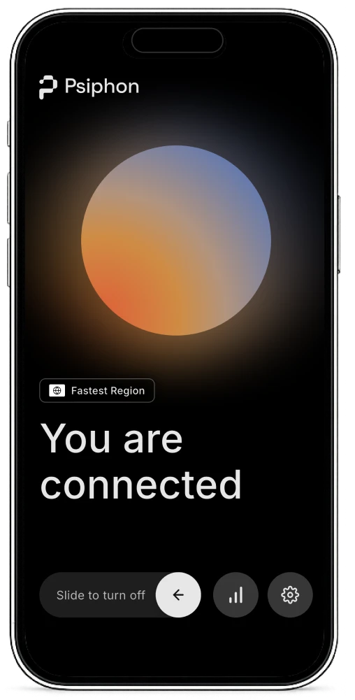 Psiphon app showing a connected state